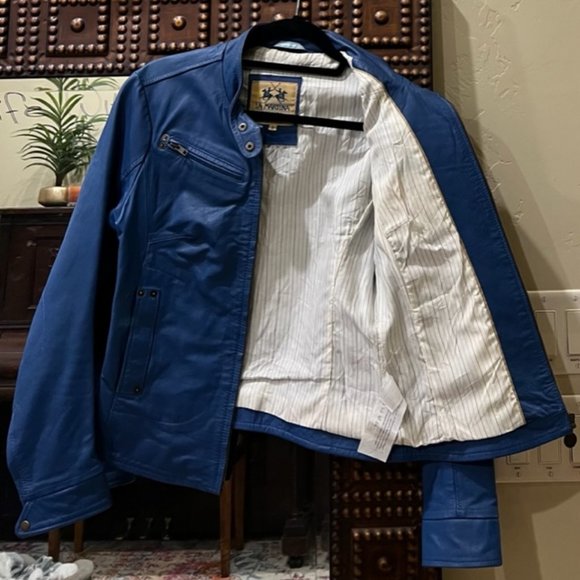 LA MARTINA ARGENTINA CUSTOM MADE BLUE LEATHER JACKET - Picture 3 of 12